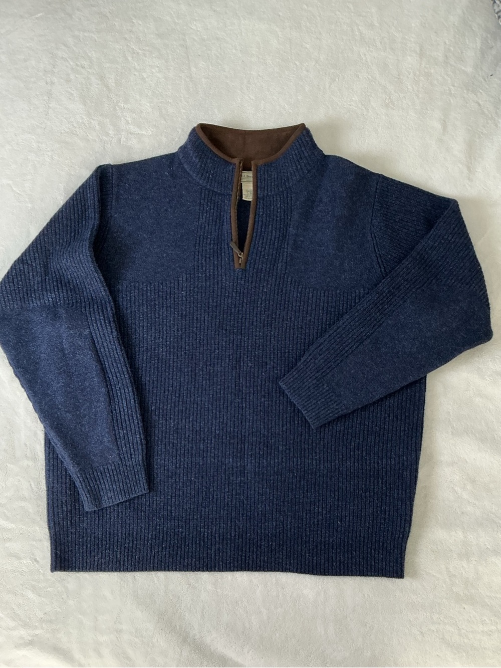L.L. Bean 100% Merino Lambswool Quarter Zip Sweater